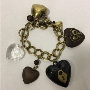 Brass link charm bracelet